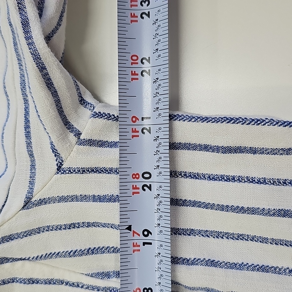 Chico's Linen Blend Striped Blazer, White Navy, Size 1 Or Medium - Picture 10 of 11